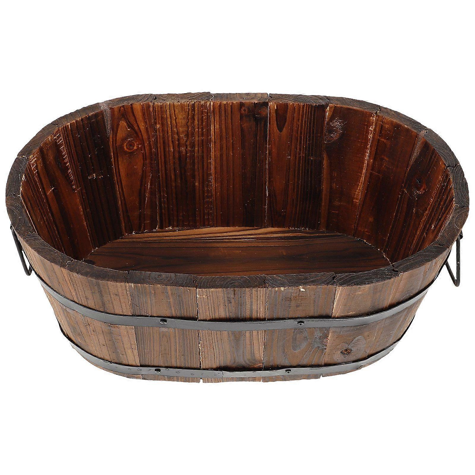 Holz Pflanzgefäß Topf Fass Blumentopf Wiederverwendbarer Pflanzgefäßhalter Pflanzgefäß Pflanzgefäß Holz Topf