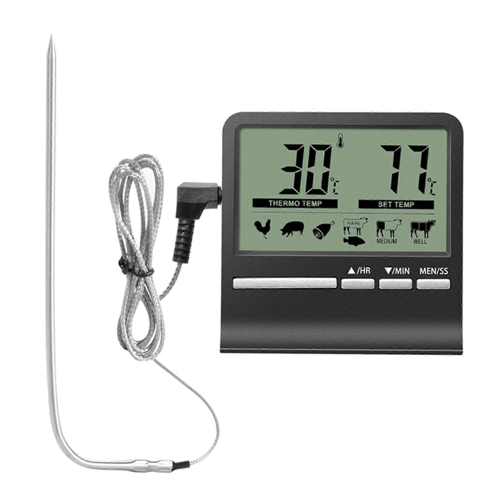 Meat BBQ Grills Digital Food Thermometer For Grilling And Baking 0250C (32482F) With Alarm Timer Black