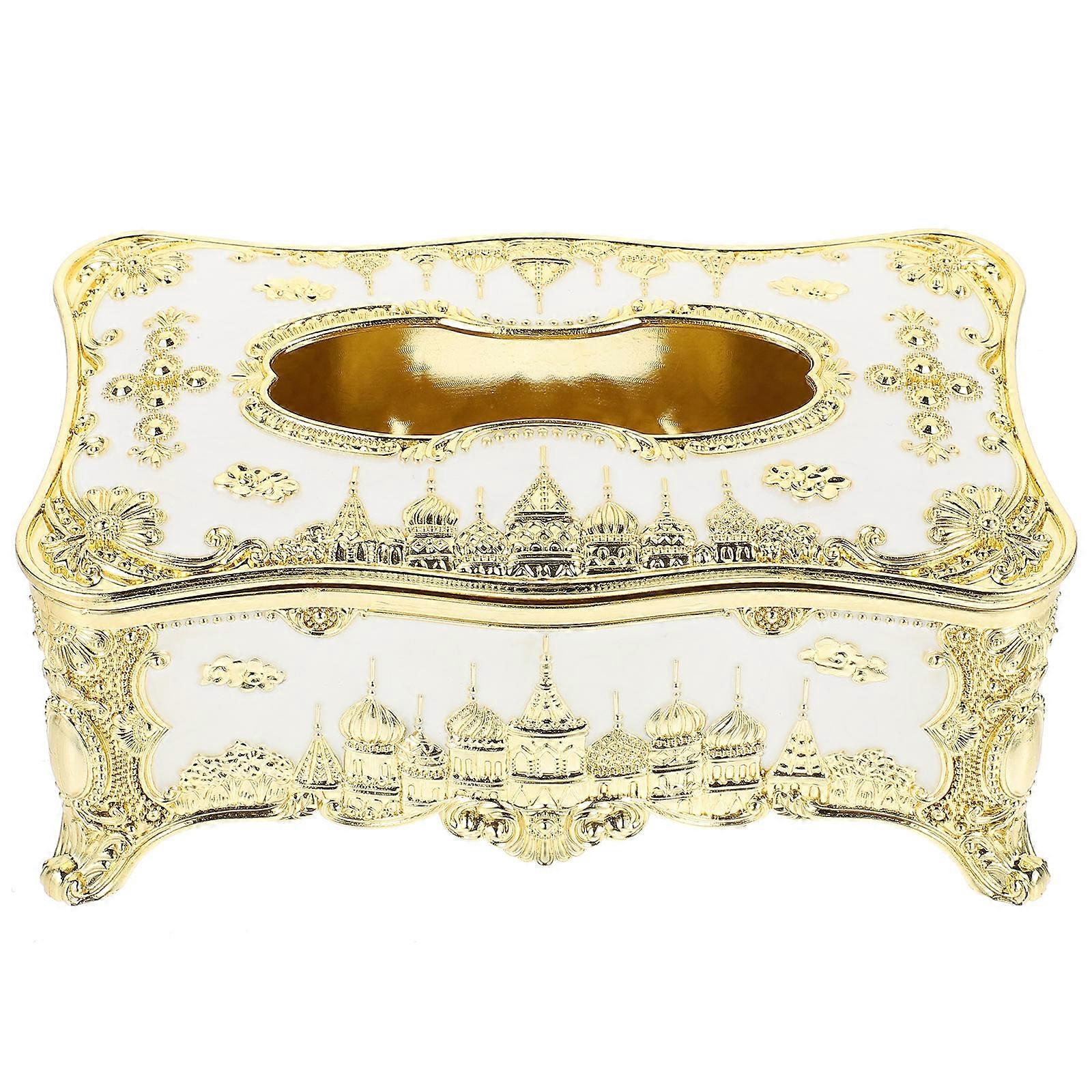 European Style Tissue Box Holder for Storage Use Embossed Acrylic Cover