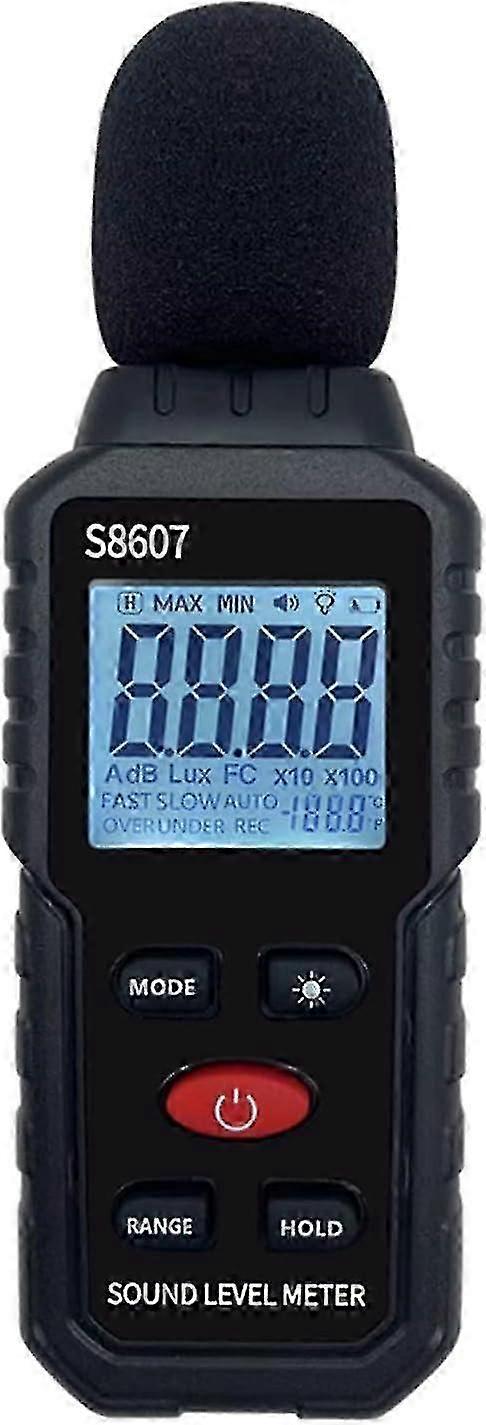 Digital Hand-held Sound Level Meter Decibel Monitor, LCD Display 30-130dB Noise Meter with Alarm Function
