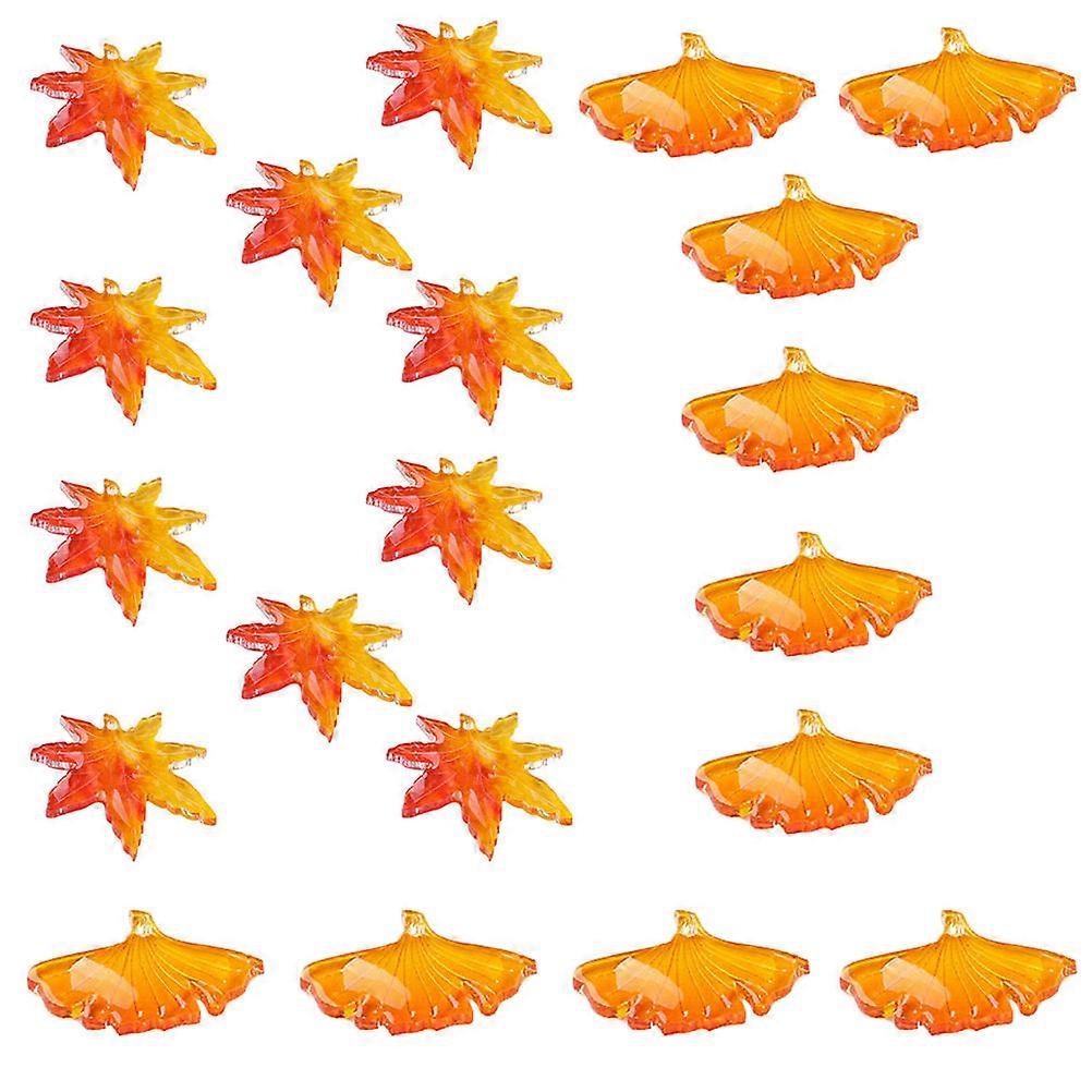 20Pcs Maple Leaf And Ginkgo Leaf Shapes For DIY Enthusiasts In Orange Made From Durable Acetate For Jewelry Making