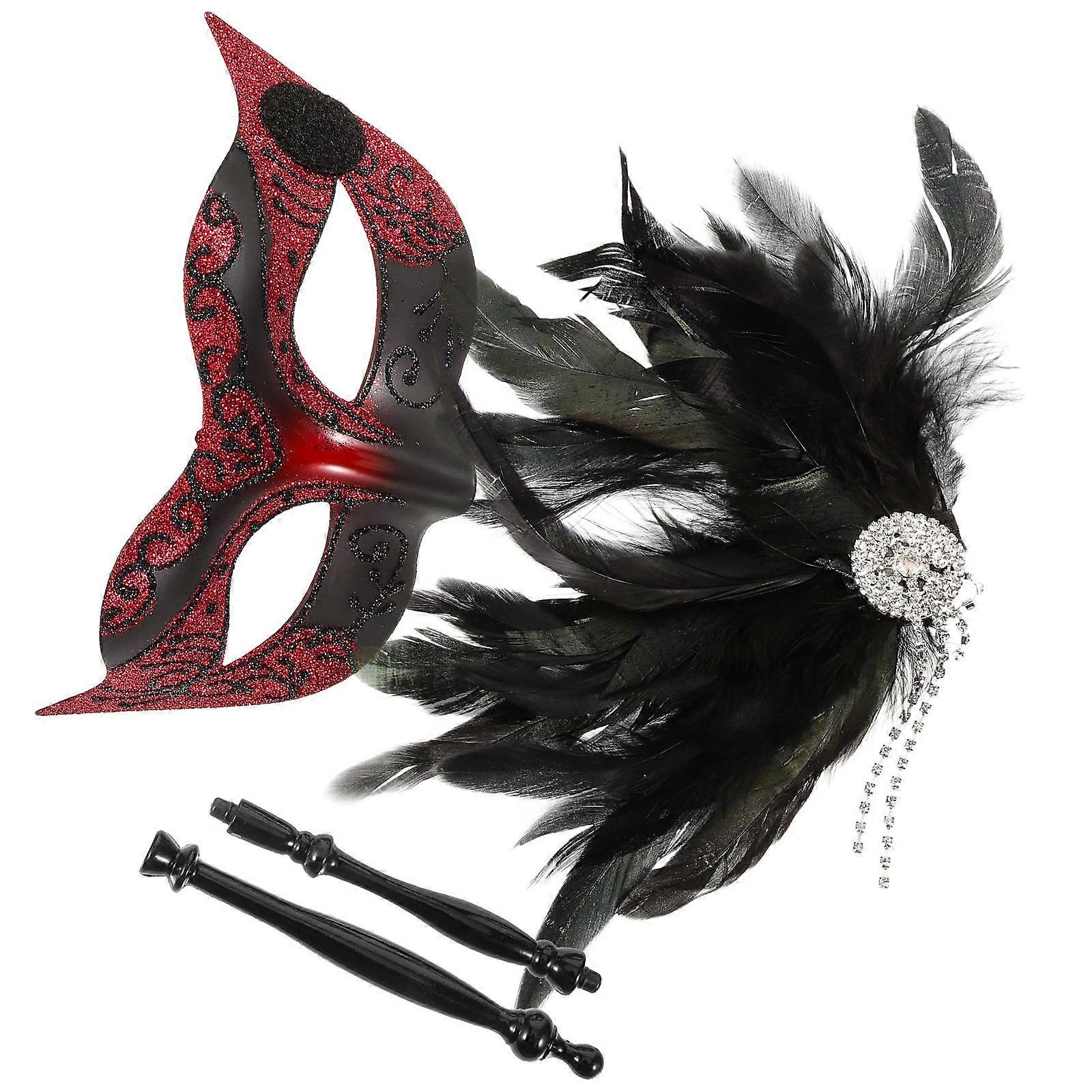 Red Masquerade Mask Half Face Mask for Halloween Party 4Pcs Set