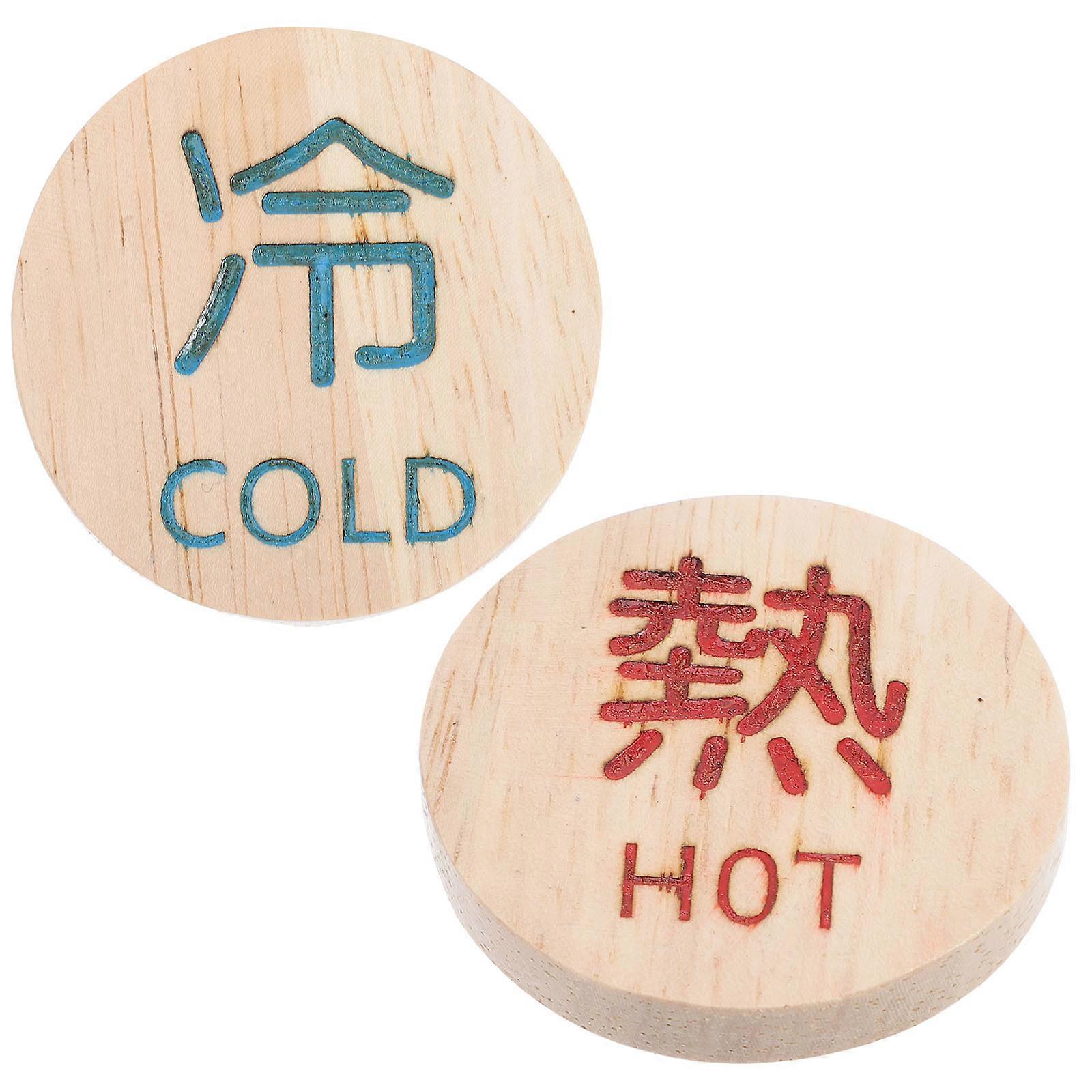 Water Hot Cold Signs Wood Indicator for Hotel Use 2Pcs