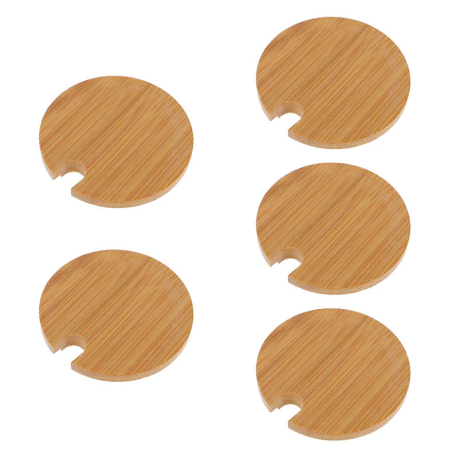 Bamboo Jar Cover for Home Use 5Pcs Useful Seasoning Jar Lids