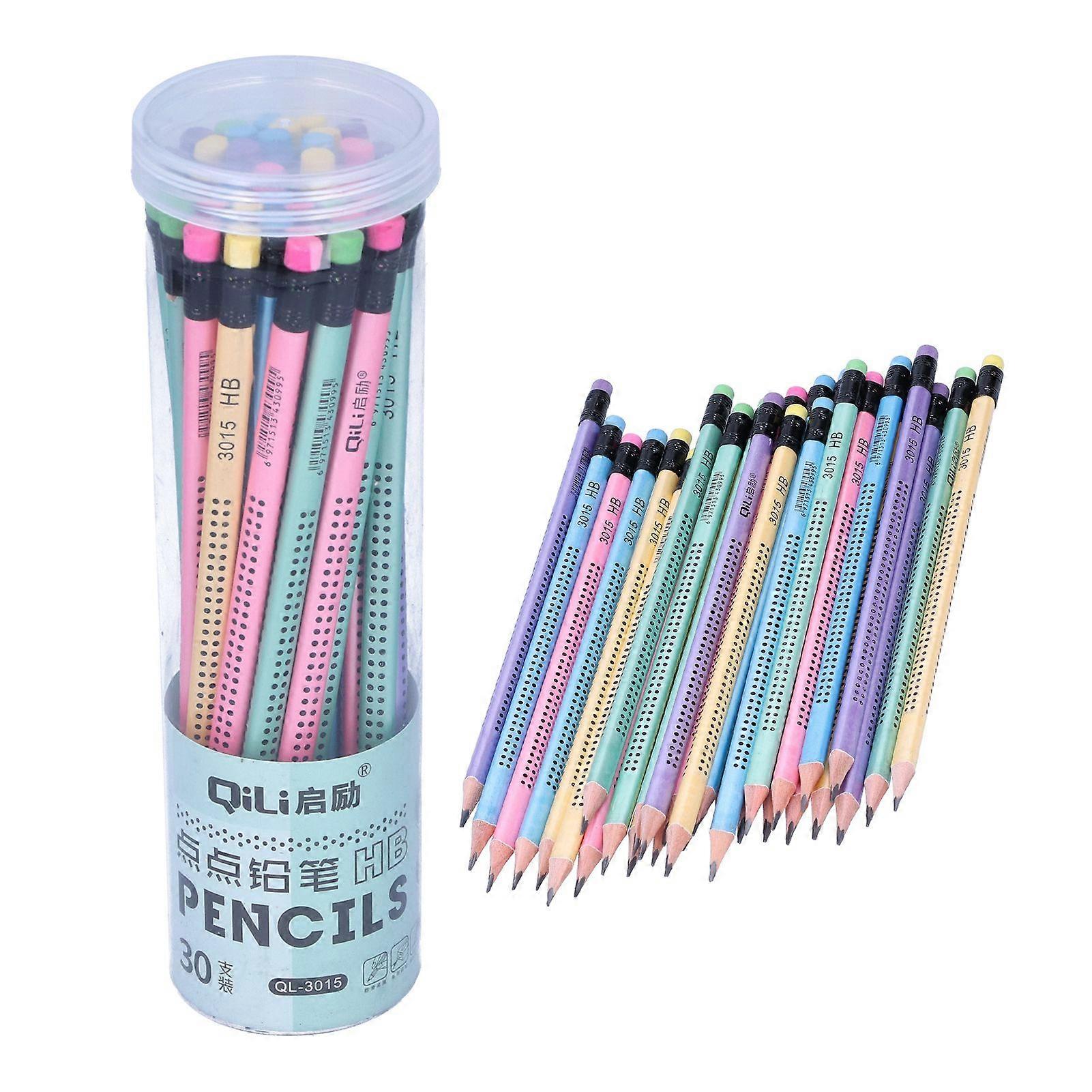 30Pcs HB Pencil NonSlip MultiColor with Eraser Children Student Writing Drawing Tools