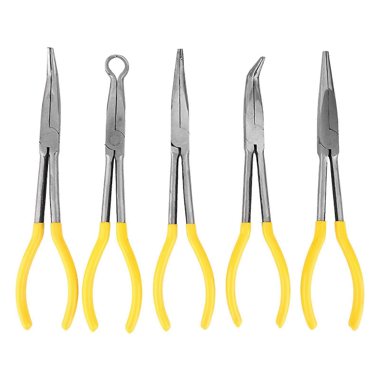5Pcs Long Needle Nose Pliers Carbon Steel O shape Clamp Hand Tool with Non-Slip Handle