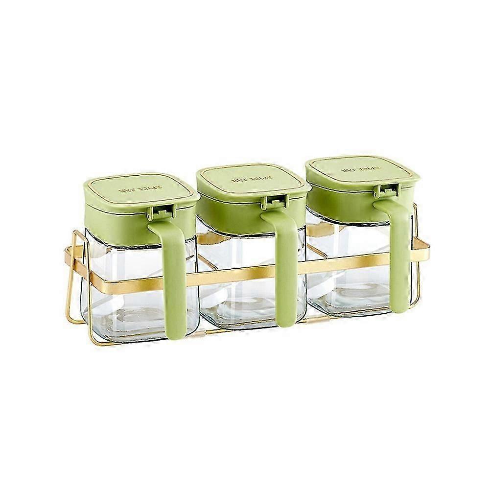 Condiment Jar Spice Container+Lids & Spoons,Clear Glass Condiment Canisters Pots Seasoning Box Salt