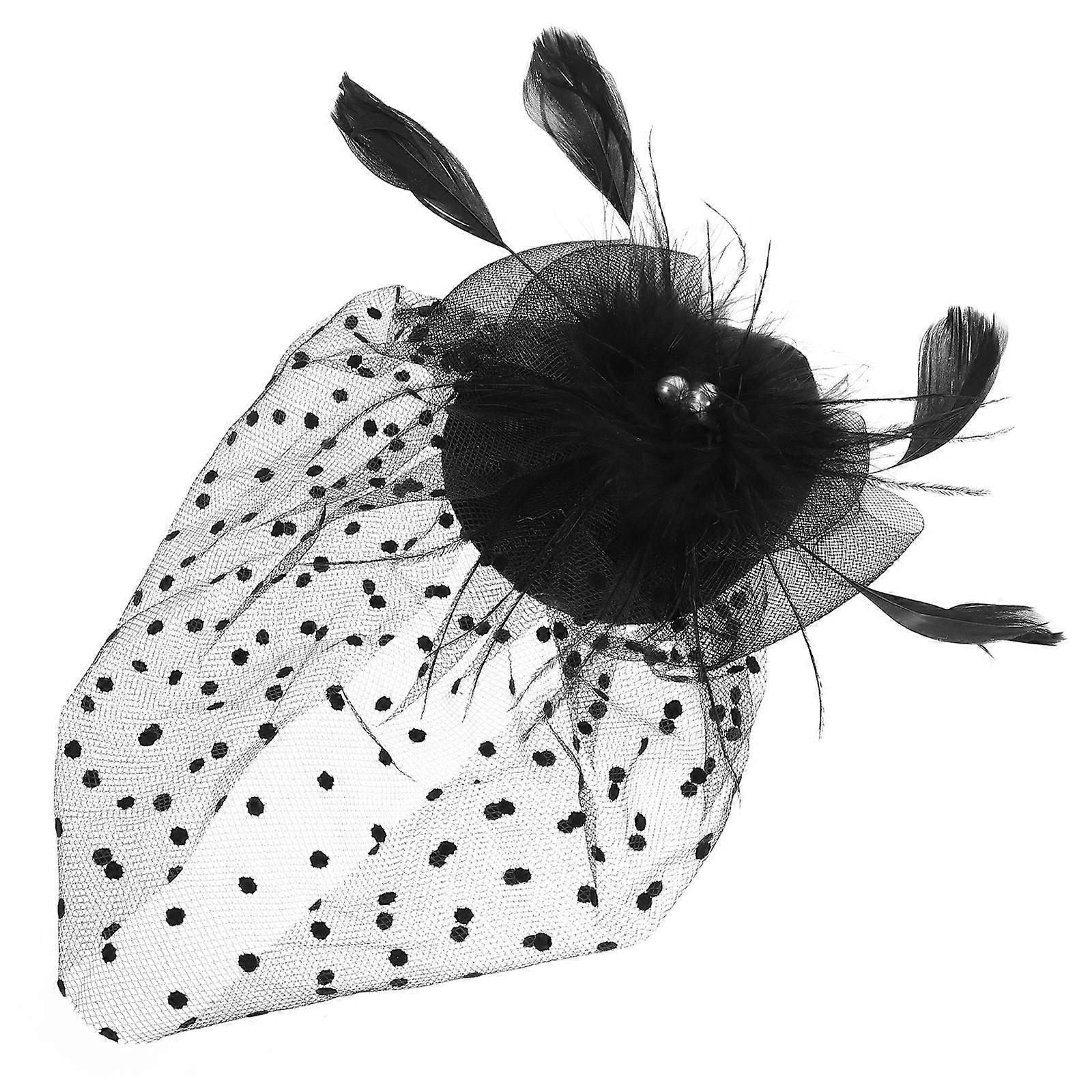 Black Net Gauze Fascinators Hat for Women Tea Party 1 Piece