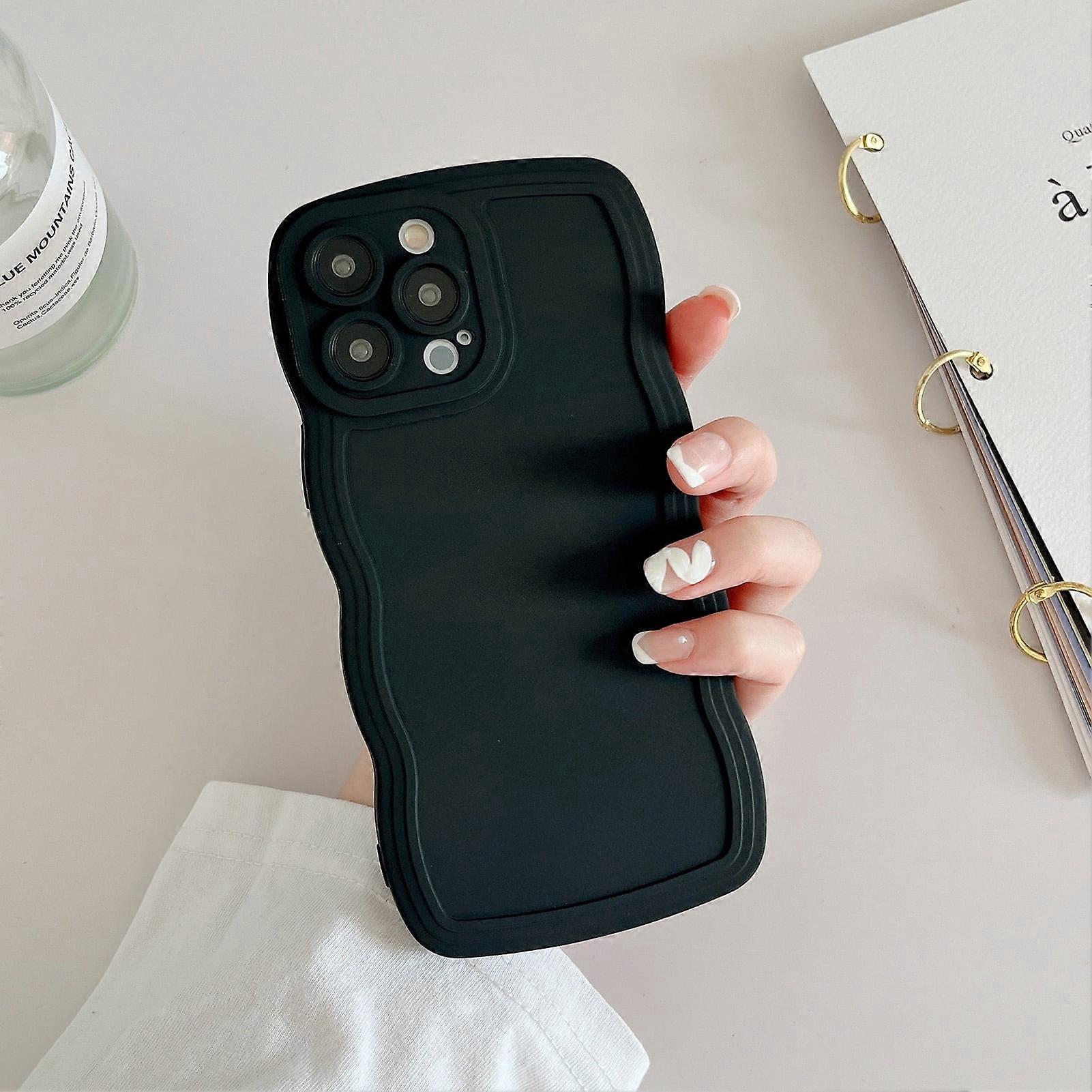 Washranp Phone Case Wave Frame Solid Color Anti-shock Full Coverage Compatible with iPhone 14/14 Pro/14 Max/14 Pro Max