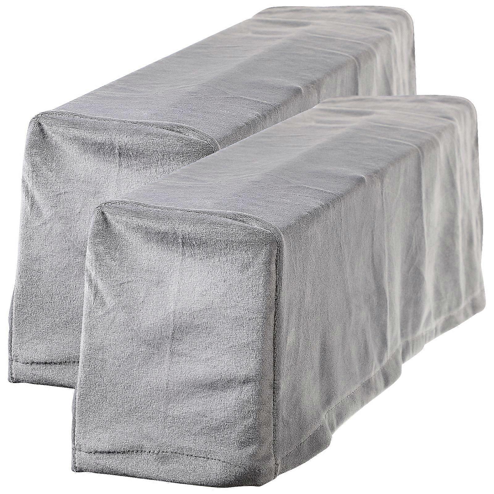 2Pcs Universal Sofa Armrest Cover Elastic Armrest Protector Solid Color Armrest Protective Cloth Grey