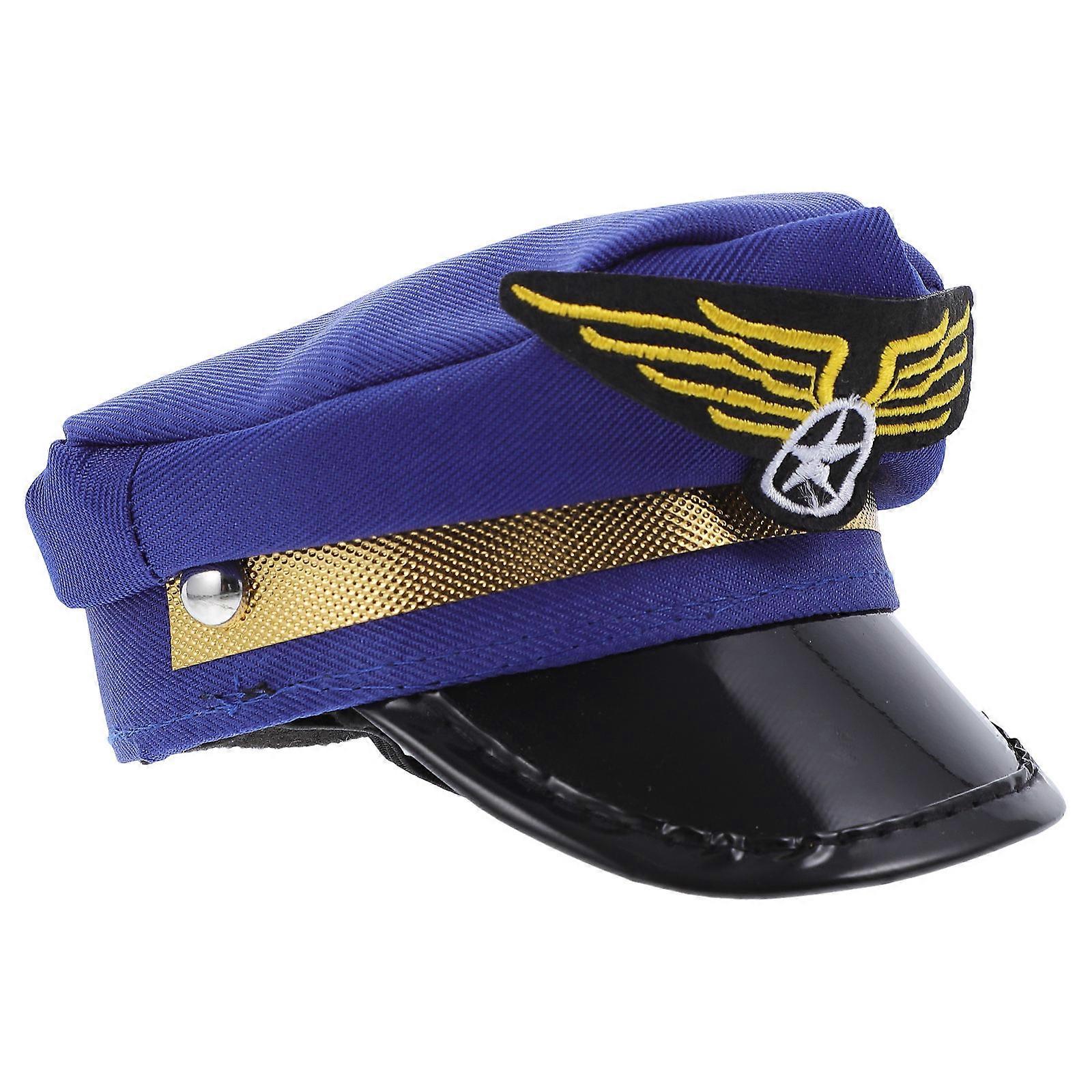 Creative Halloween Cat Hat For Pets In Blue Color With Classical Pilot Hat Design 1Pack