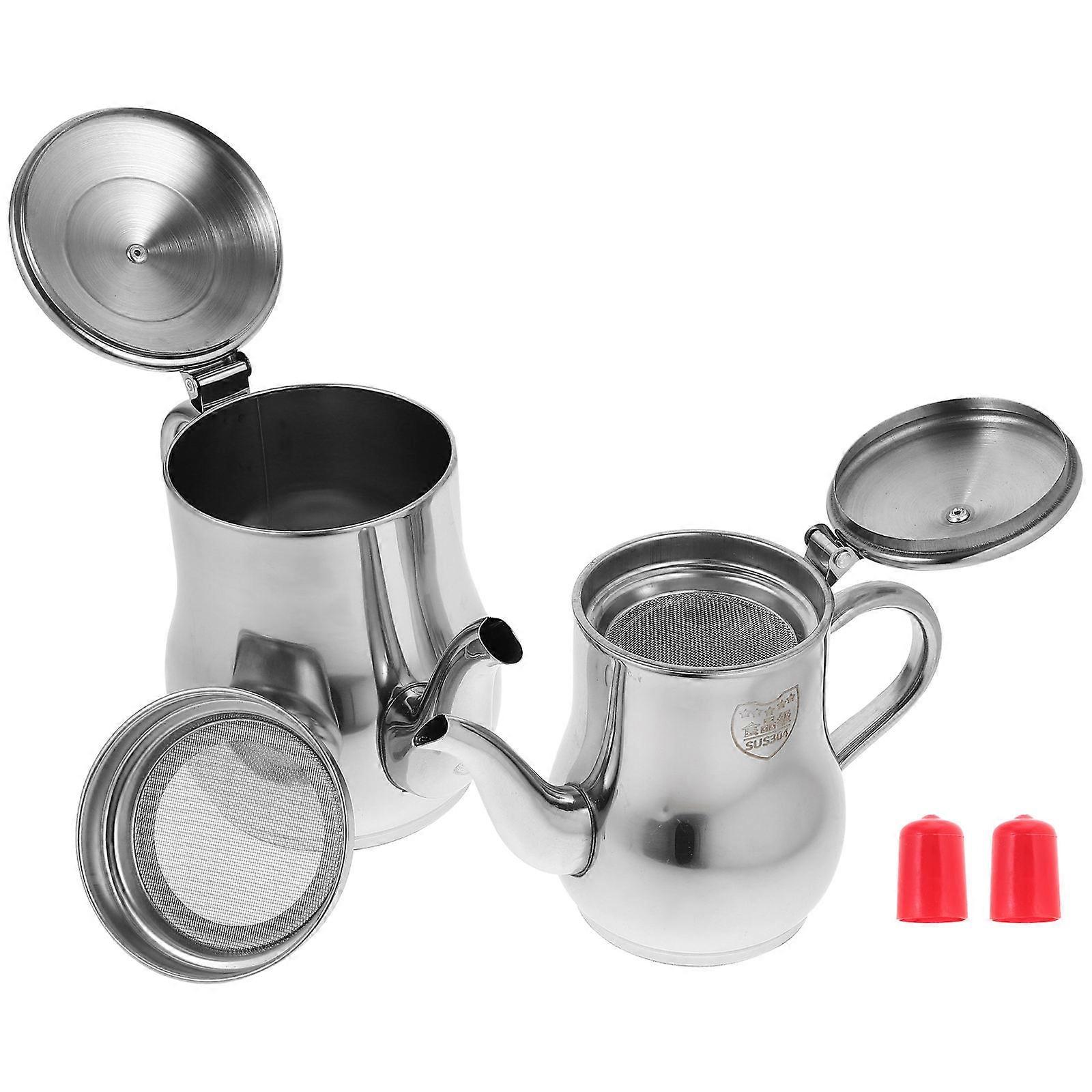 Stainless Steel Grease Container with Strainer for Storage 6Pcs Silver