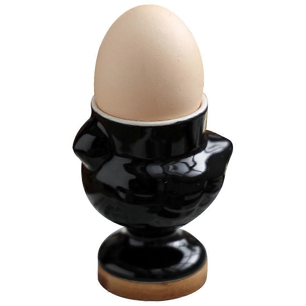 Egg Holder Ceramic Chick Shape Egg Cups for Eggs Holding 4Pcs Black