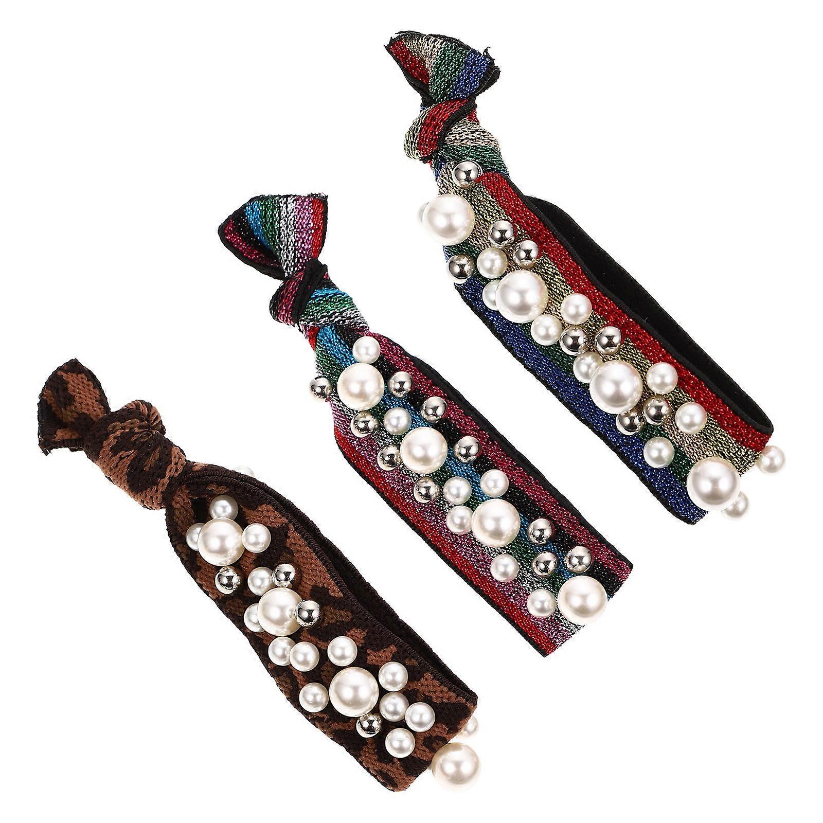 Helmi Leopardikuvioiset Hiuslenkit Joustavat Hiuspannat Poninhäntäpidikkeet 3 Kpl Setti