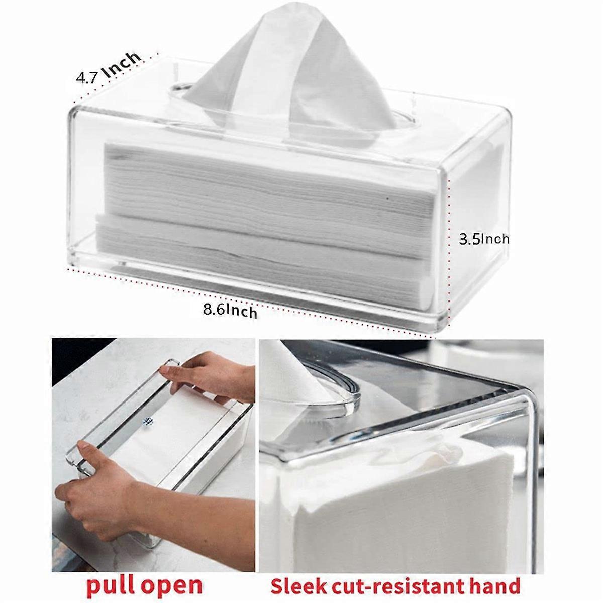 Clear Tissue Box Holder with Cover Tissue Dispenser Box Case A