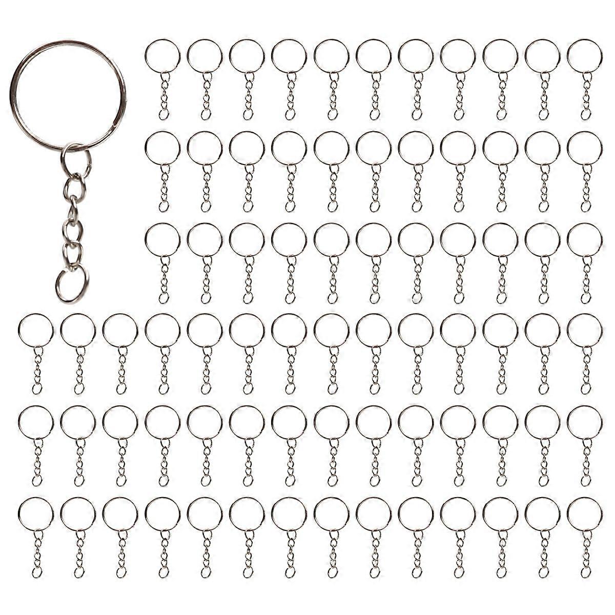 200Pcs Rings with Silver Key Ring Open Jump Rings Bulk(1 Inch/25mm)