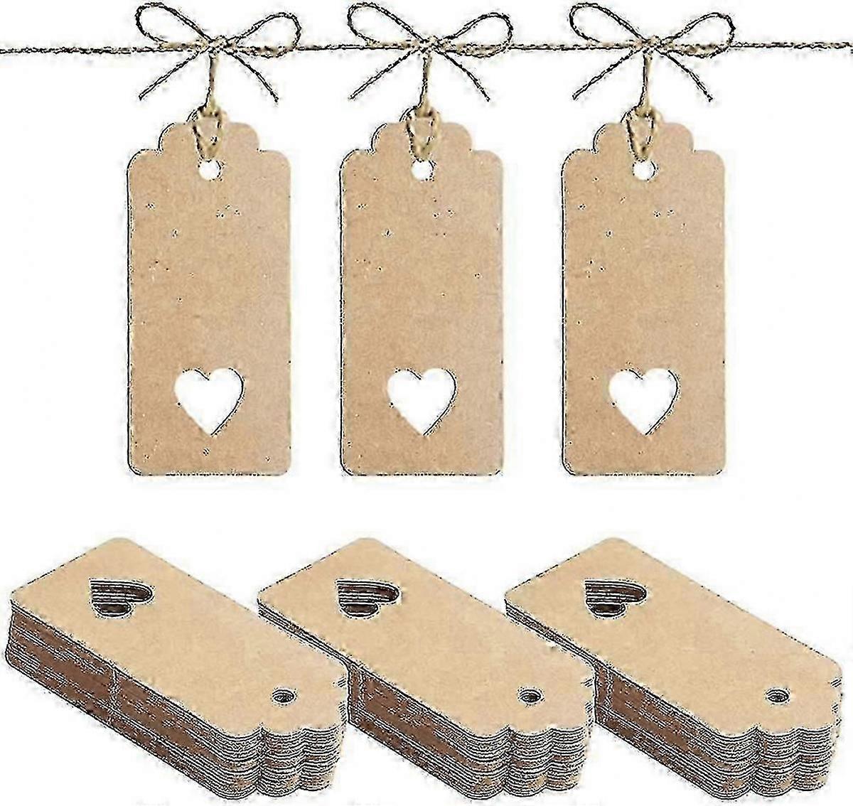100pcs Gift Tags, Kraft Paper Tags With String, 1.5 X 3.5inch Brown Label Tags