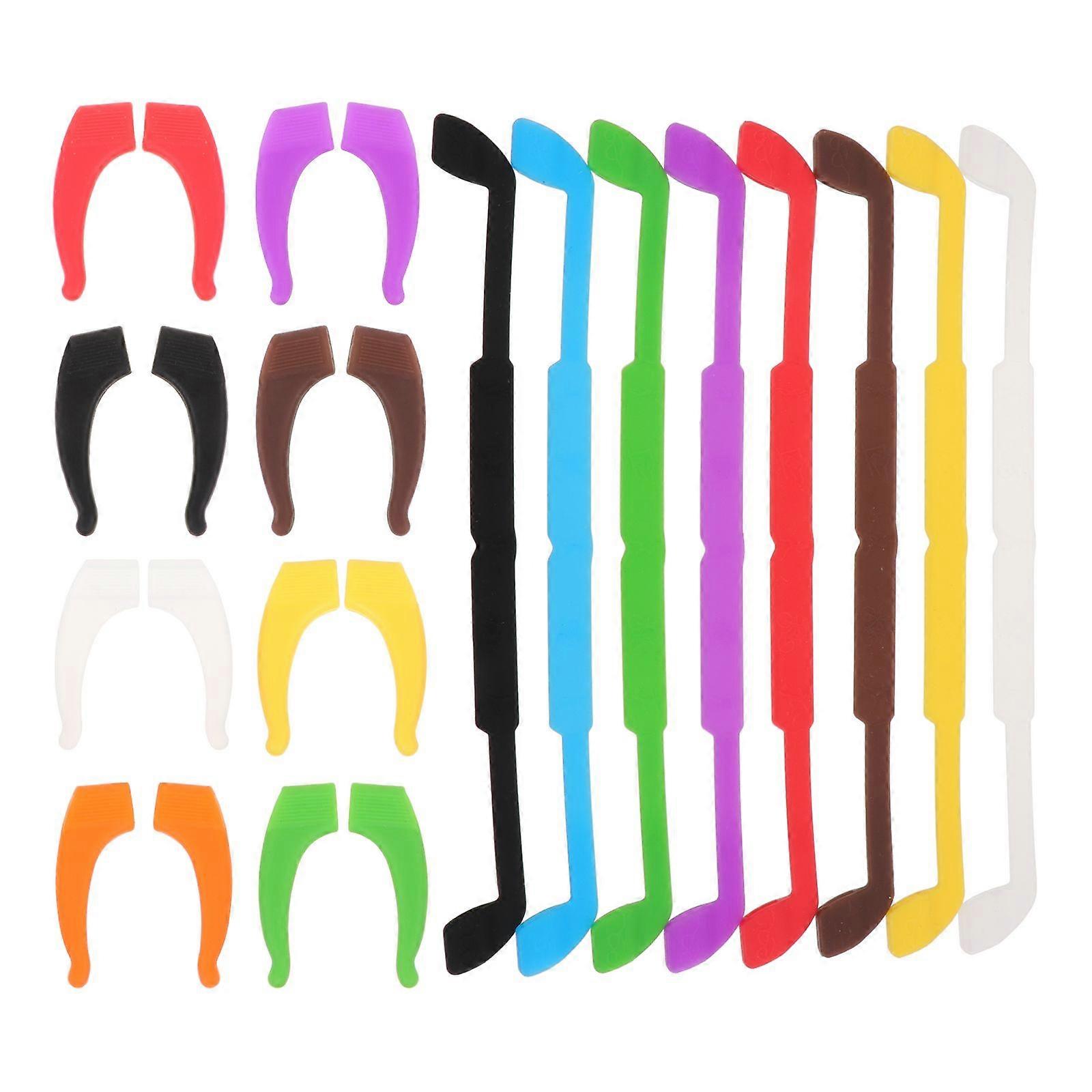 Glasses Leg Sleeves in Silicone for Glasses Use with 16Pcs Elastic Band