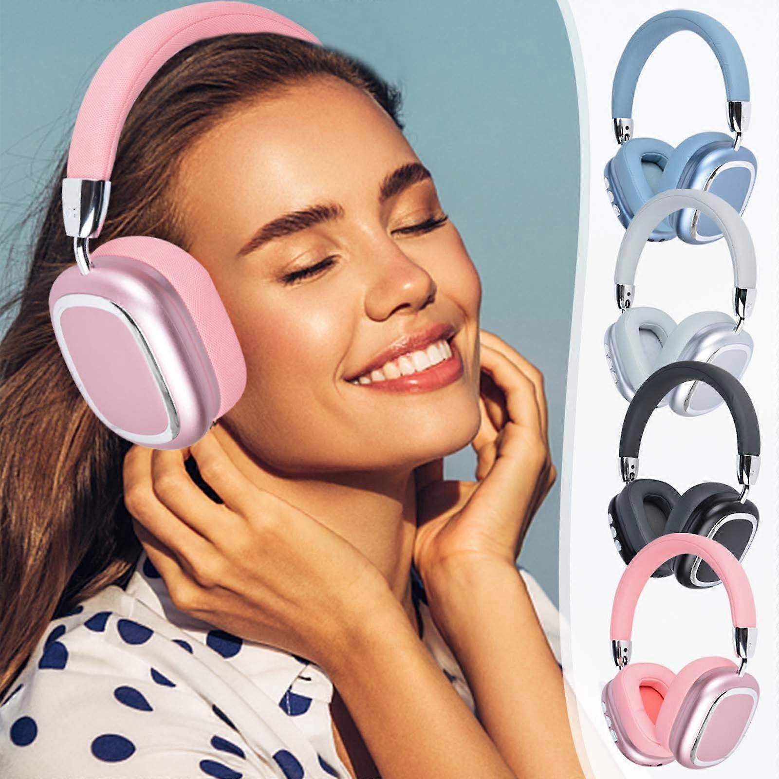 Jacenvly 2024 New Gaming Headset B35, Wireless Bluetooth Stereo, Noise Reduction, Foldable, Pink - Clearance