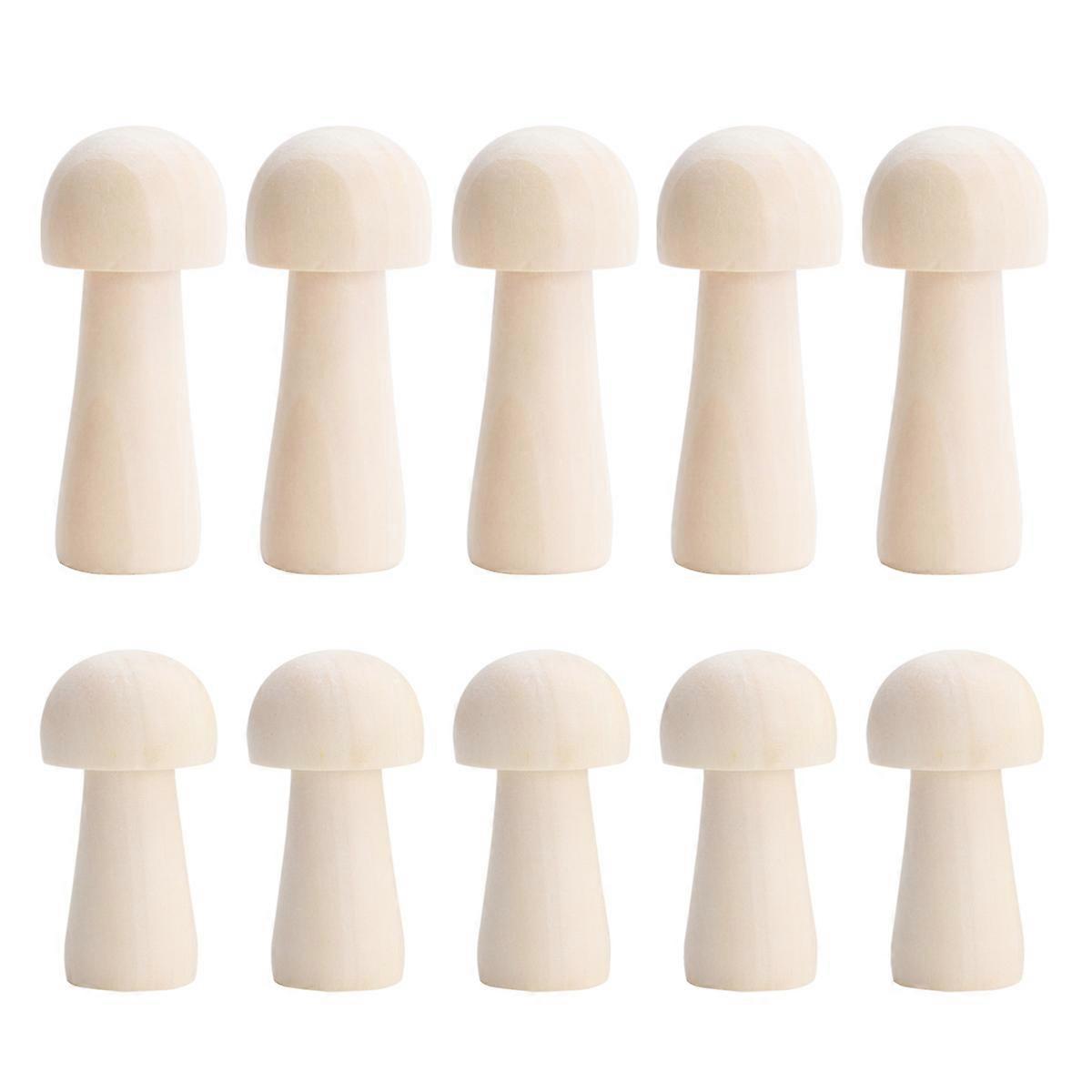 Simulation Mushroom Toy Rustic Style Wooden Mushroom Shape Design Diy Art and Craft Project for Kids Household Decoration 10Pcs