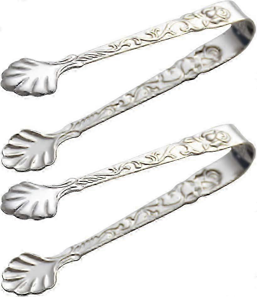 مجموعة من 2 مقاطع سكر مثلج من الفولاذ المقاوم للصدأ خمر بنمط منقوش