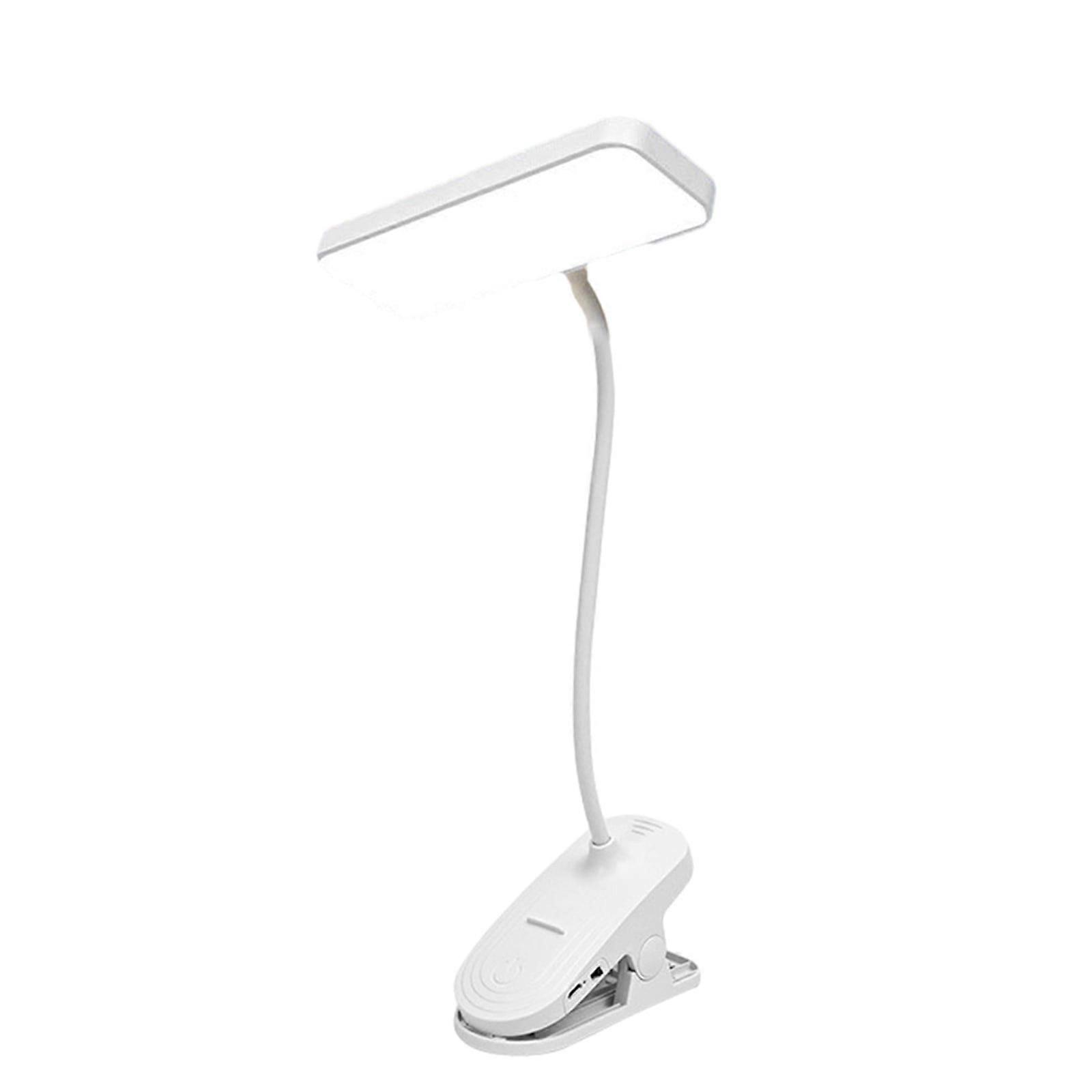 Rechargeable LED Desk Lamp, Clip On Bed Reading Light with 3 Brightness Levels, Book Light Compatible with College Dorm Room, Work & Study