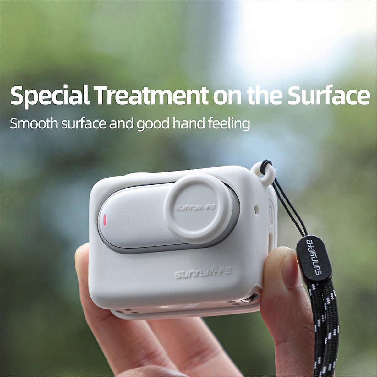SUNNYLIFE Camera Case for Shadowstone Insta360 GO 3S Silicone Case Thumb Camera Lens Cover Protective Case with Lanyard White