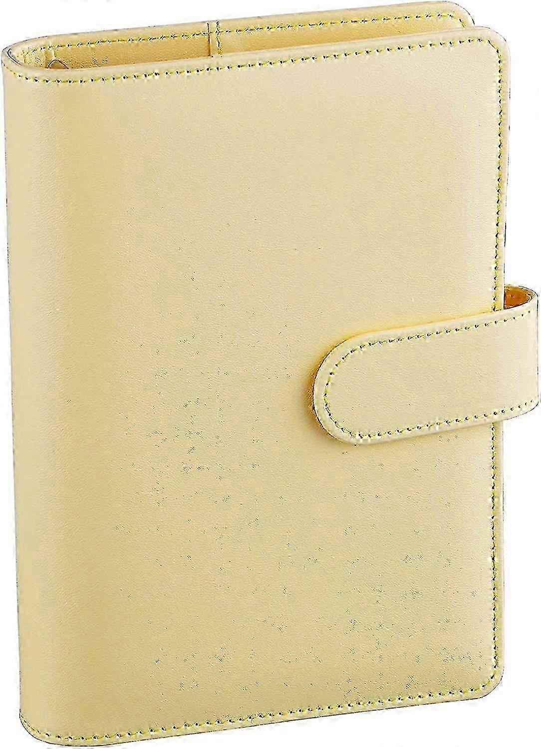A6 PU Leather Budget Binder Refillable 6 Ring Notebook Binder with Magnetic Buckle, Yellow miao4