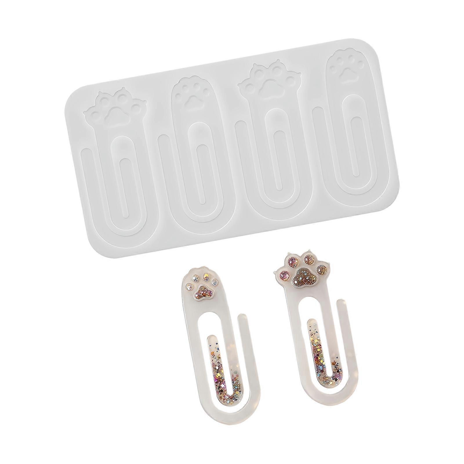 Practical Resin Crafting Molds Cats Paws Bookmarks Clips Moulds Silicone Texture Suitable for Creative Readers and Artists Multicolor