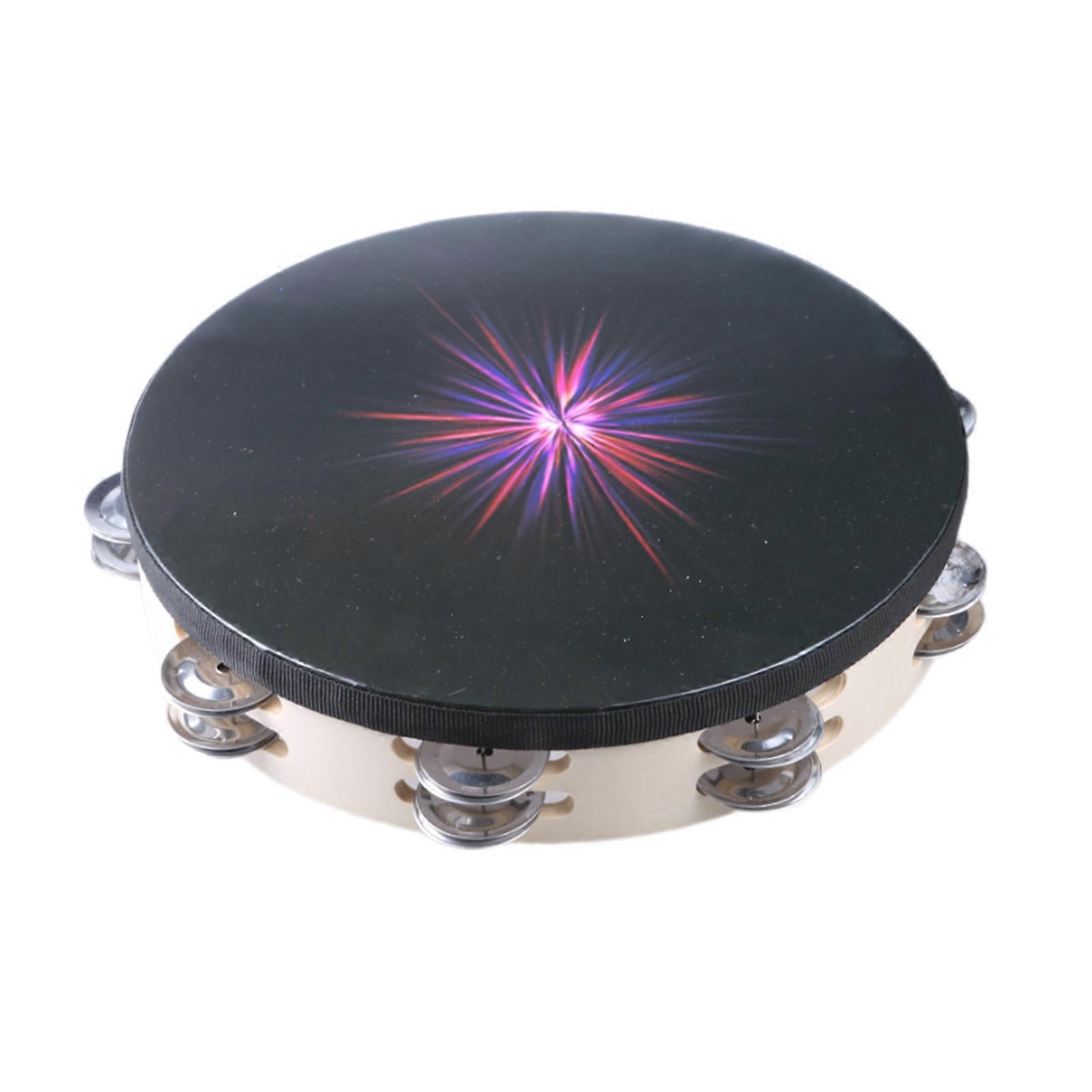 Handheld Metal Bells Party Percussion Drum Instruments Tambourine Double Row Tambourine Round Form Musical Tambourine Multicolor
