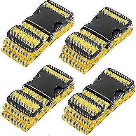 スーツケース用4パックラゲッジストラップストラップトラベルベルトアクセサリーイエロー
