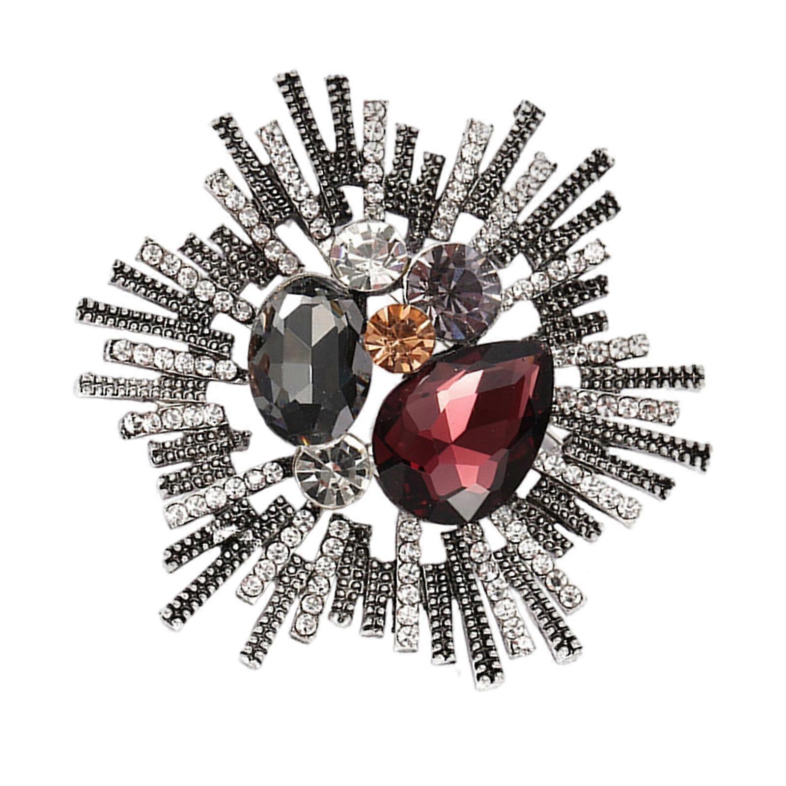 Retrò Moderno Spilla di Cristallo Per Le Donne di Lusso Strass Design Barocco Multiuso Leggero Accessorio di Moda Argento 5.4cm