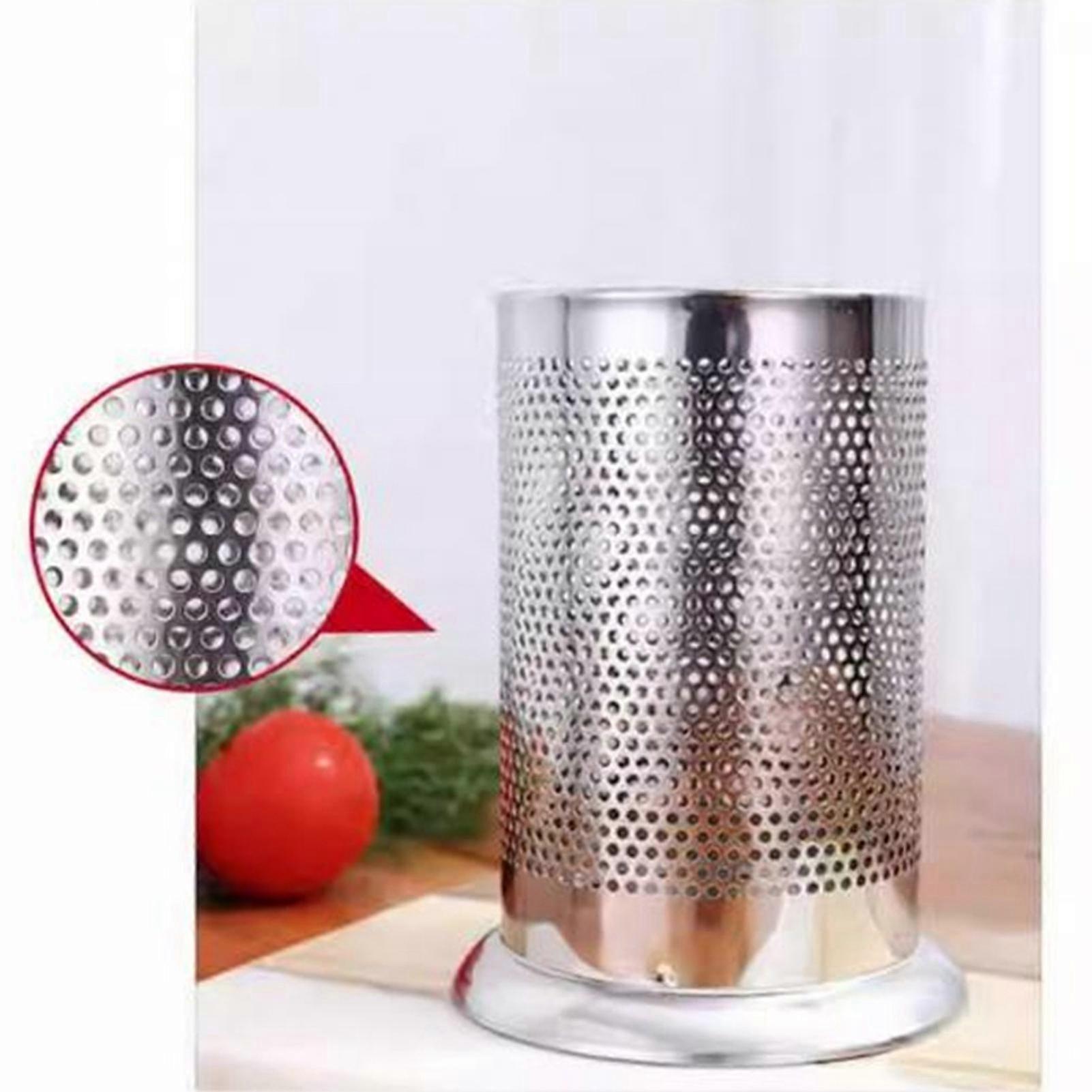 رف تجفيف عيدان تناول الطعام مع سلة من القش - حامل من الفولاذ المقاوم للصدأ لتخزين المطبخ