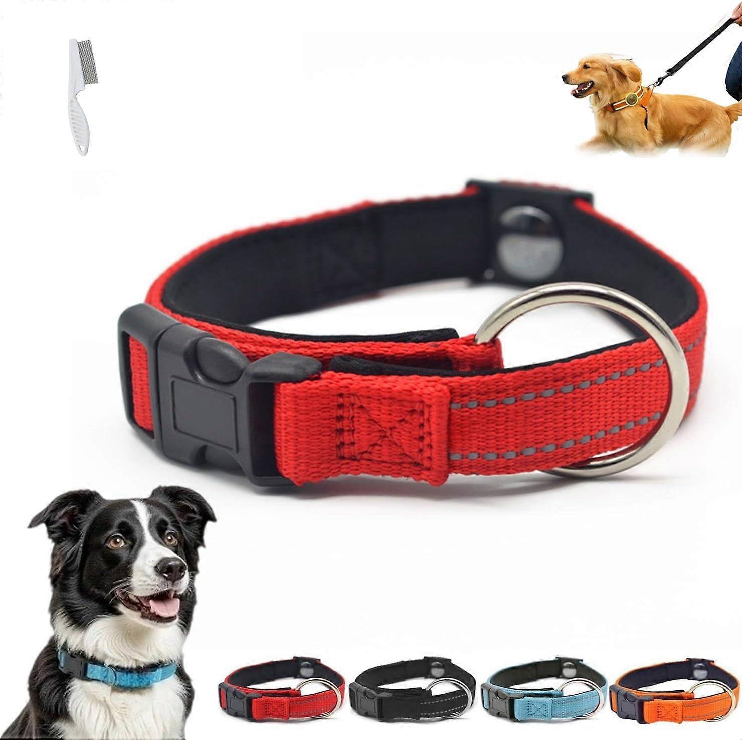 Magnetic Dog Collar Adjustable For Senior Dogs 1020 Kg Waterproof DoubleLayer Fabric Reflective Red