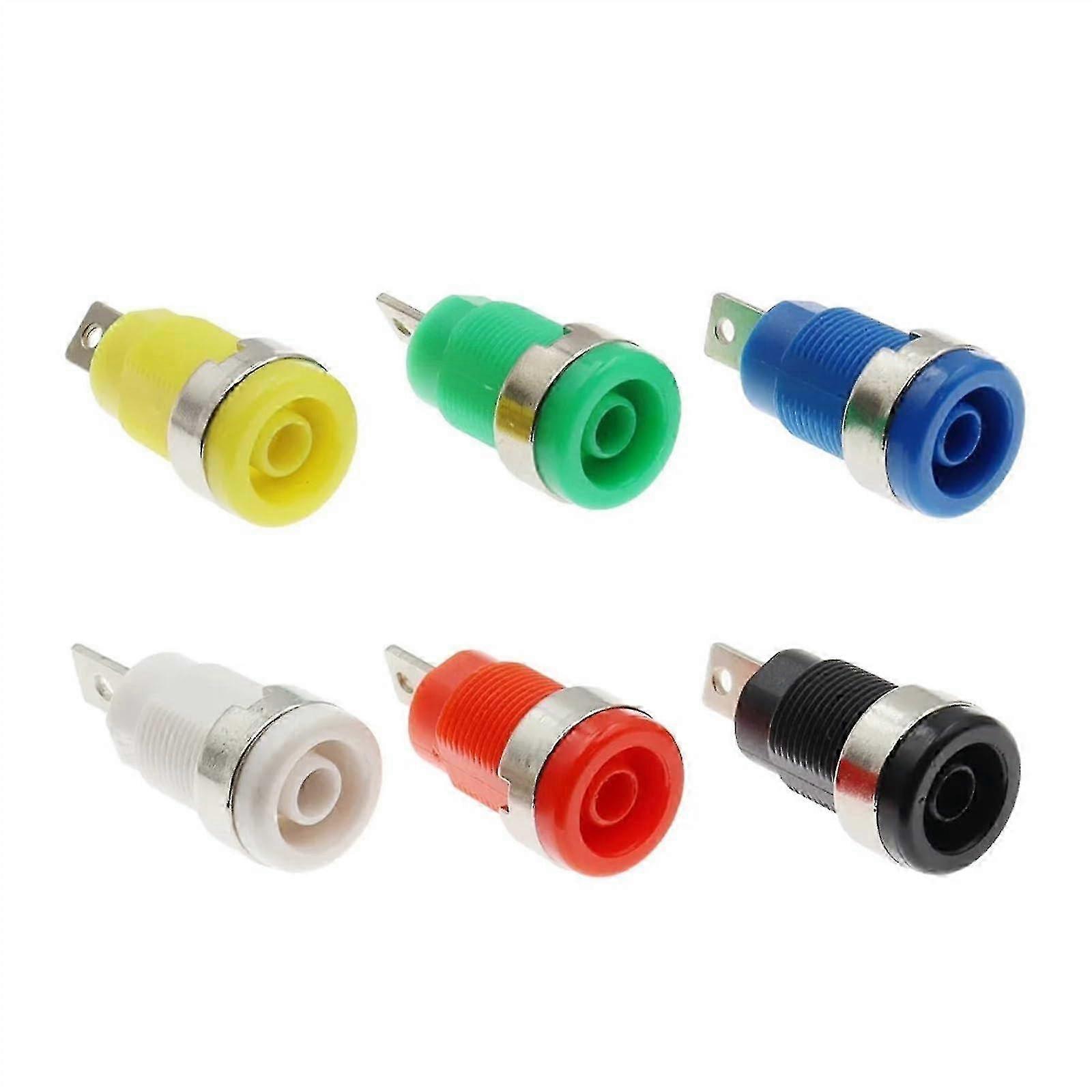 5PCS 4MM Banana Plugs Female Jack Socket Wire Connector 5 Colors Each 1PCS Multimeter Socket Banana Head Female(White)