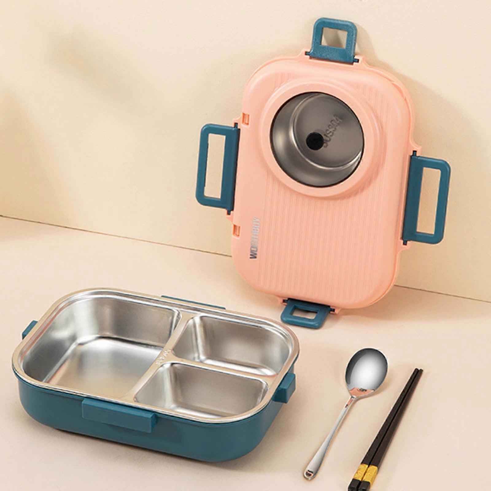 Jacenvly Grinch Christmas Decorations Clearance - 1100ml Stainless Steel Bento Lunch Box, Stackable, 3 Compartments, Compatible with Standard Lids