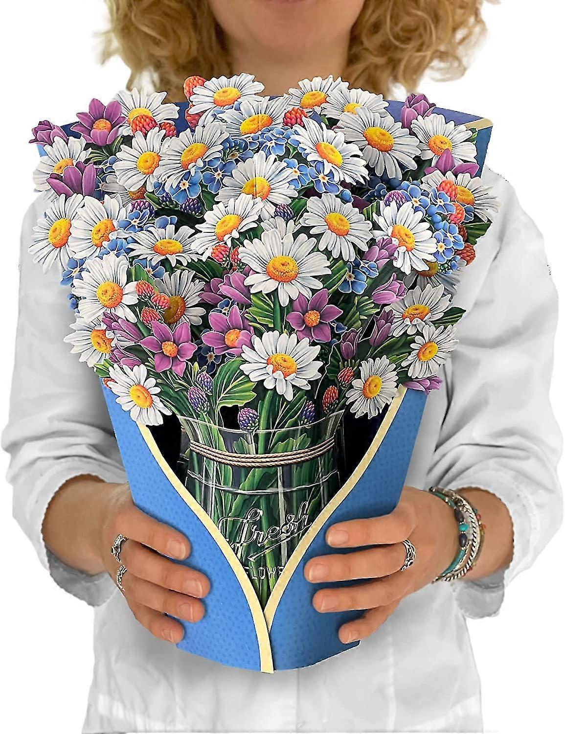 بطاقات منبثقة، 12 بوصة بالحجم الطبيعي إلى الأبد باقة زهرة 3D المنبثقة بطاقات المعايدة مع بطاقة ملاحظة ومظروف