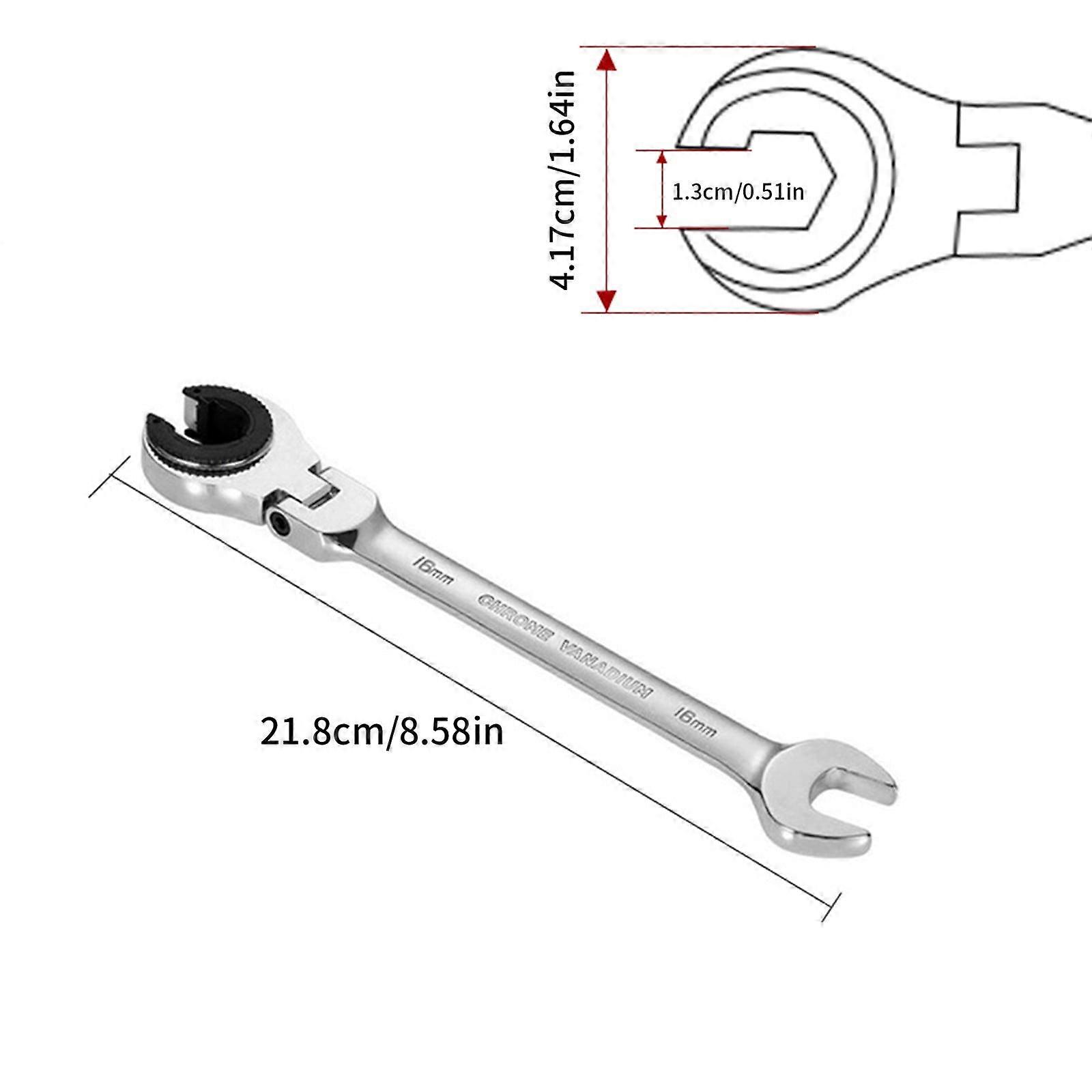 8-19Mm Open Flex-Head Ratcheting Wrench, Metric Ratcheting Spanner with 72 Teeth, Chrome Vanadium Steel Tubing Ratchet Spanner