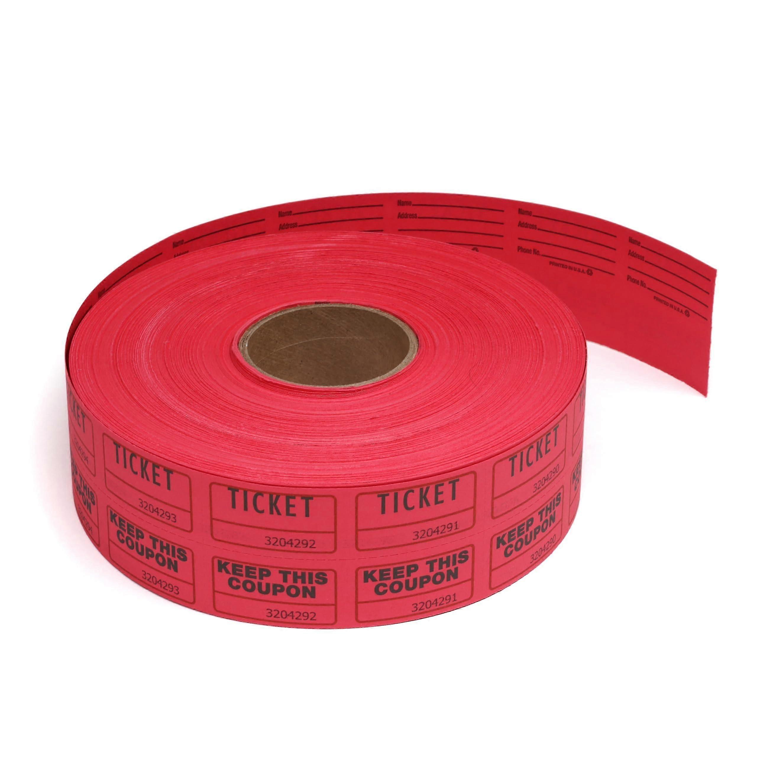 Double Raffle Ticket Rolls 2000 Tickets per Roll, Red Case, Ideal for Drawings, Raffles, and Events, Pack of 4 Rolls