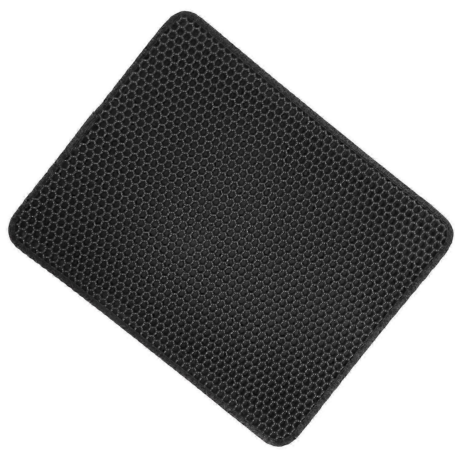 Double Layer Cat Litter Trapping Mat AntiSlip Pet Urine Proof Scatter Control Pad(M )