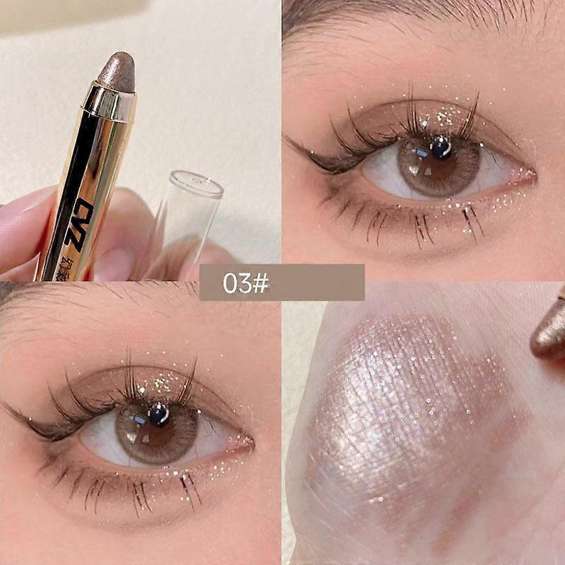 High-gloss Pen Eye Shadow Stick Pearlescent Eye Makeup Lying Silkworm Lazy Tea Brown Does Not Smudge Earth Color Eye Shadow High-gloss Repair