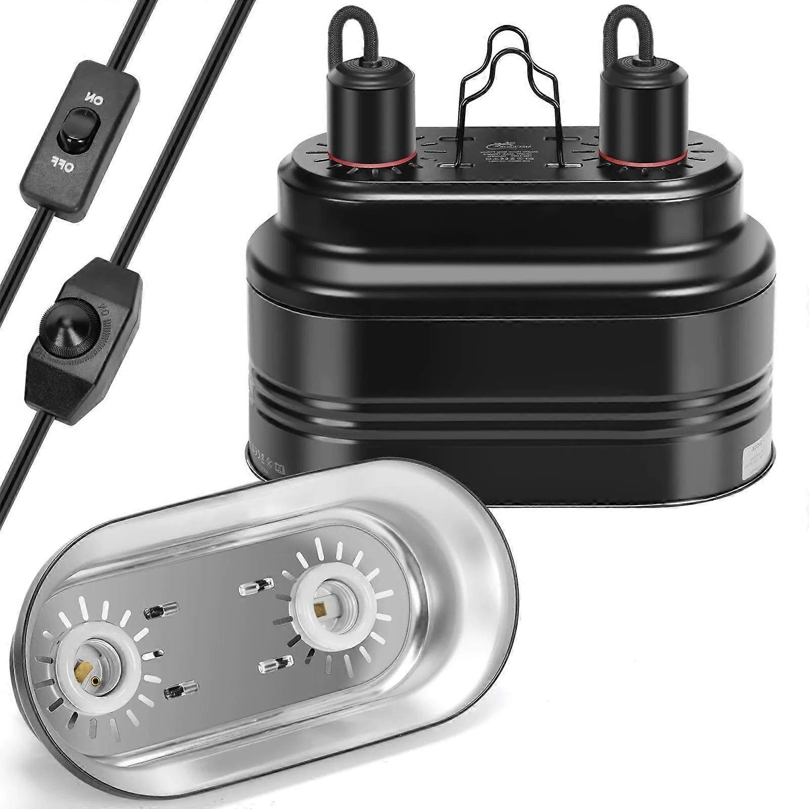 Çift Kaset Şeklinde Yılan Lambası, Saatli, 160W, Karşıt Alev Tasarımı, ABS Bileşenli, Yılan Yaşam Alanı İçin, 110V, Çok Renkli