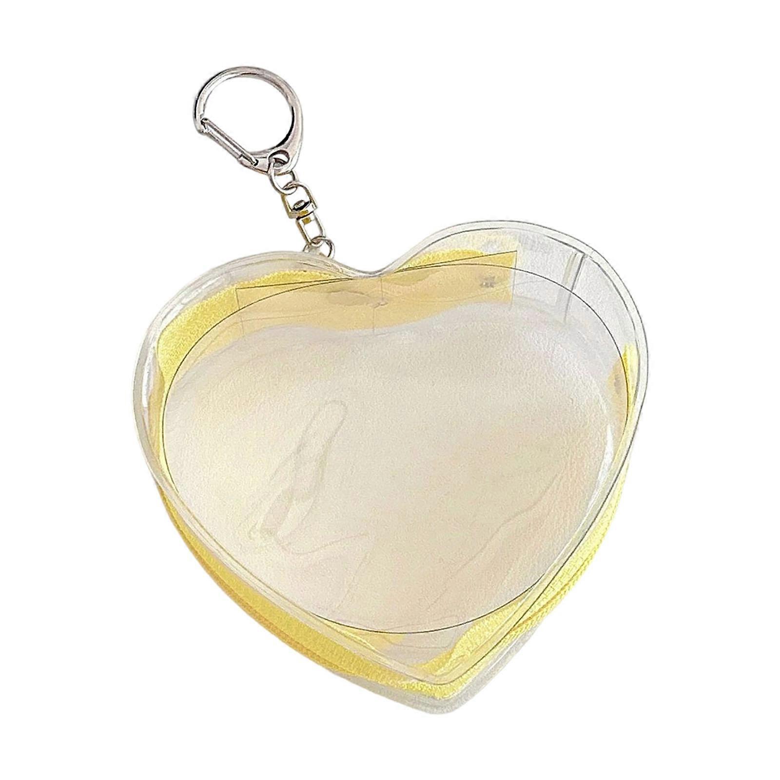 Portable Mini Doll Storage Bag with Keychain Hanging Blind Boxes Organizer with Zipper Closure Clear Figures Display Bag  Yellow