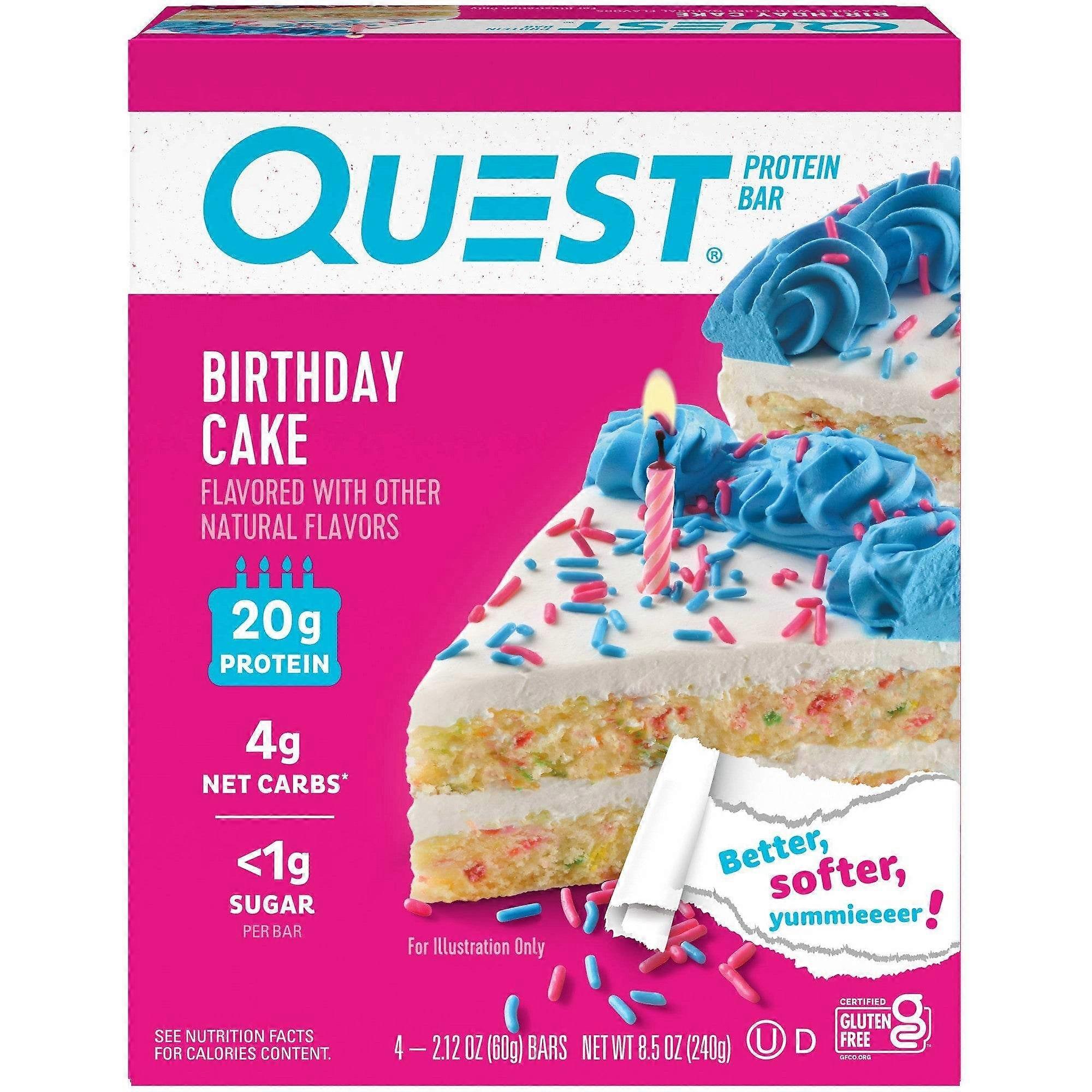 Quest Proteinbarpakke, bursdagskake, 4 stk
