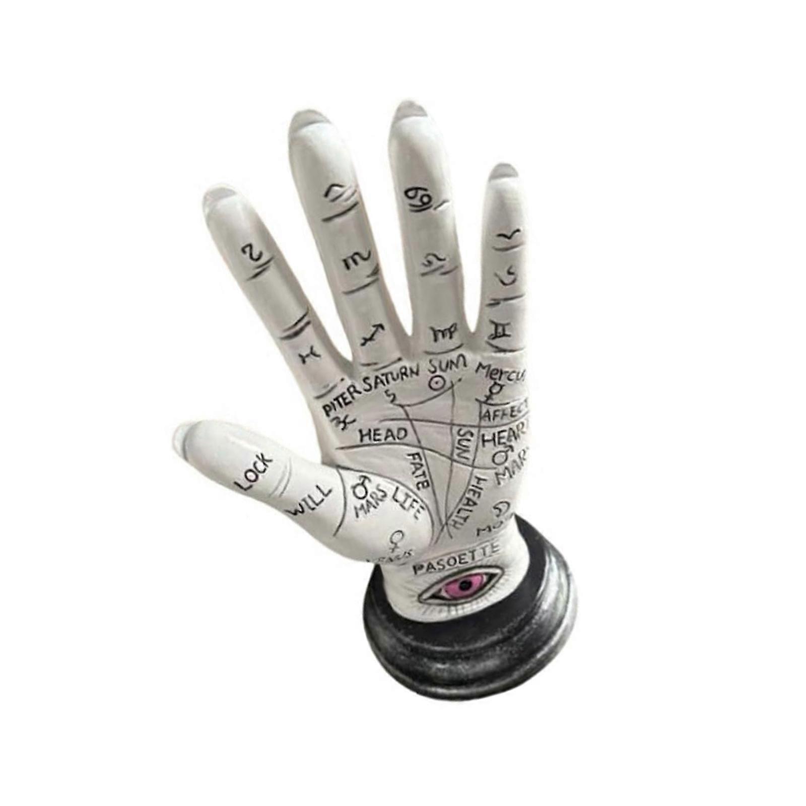 Mystical Hand Casting Resin Statue Palmistry Palms Sculpture with Lines and Symbols Gift For Psychology Enthusiasts Multicolor