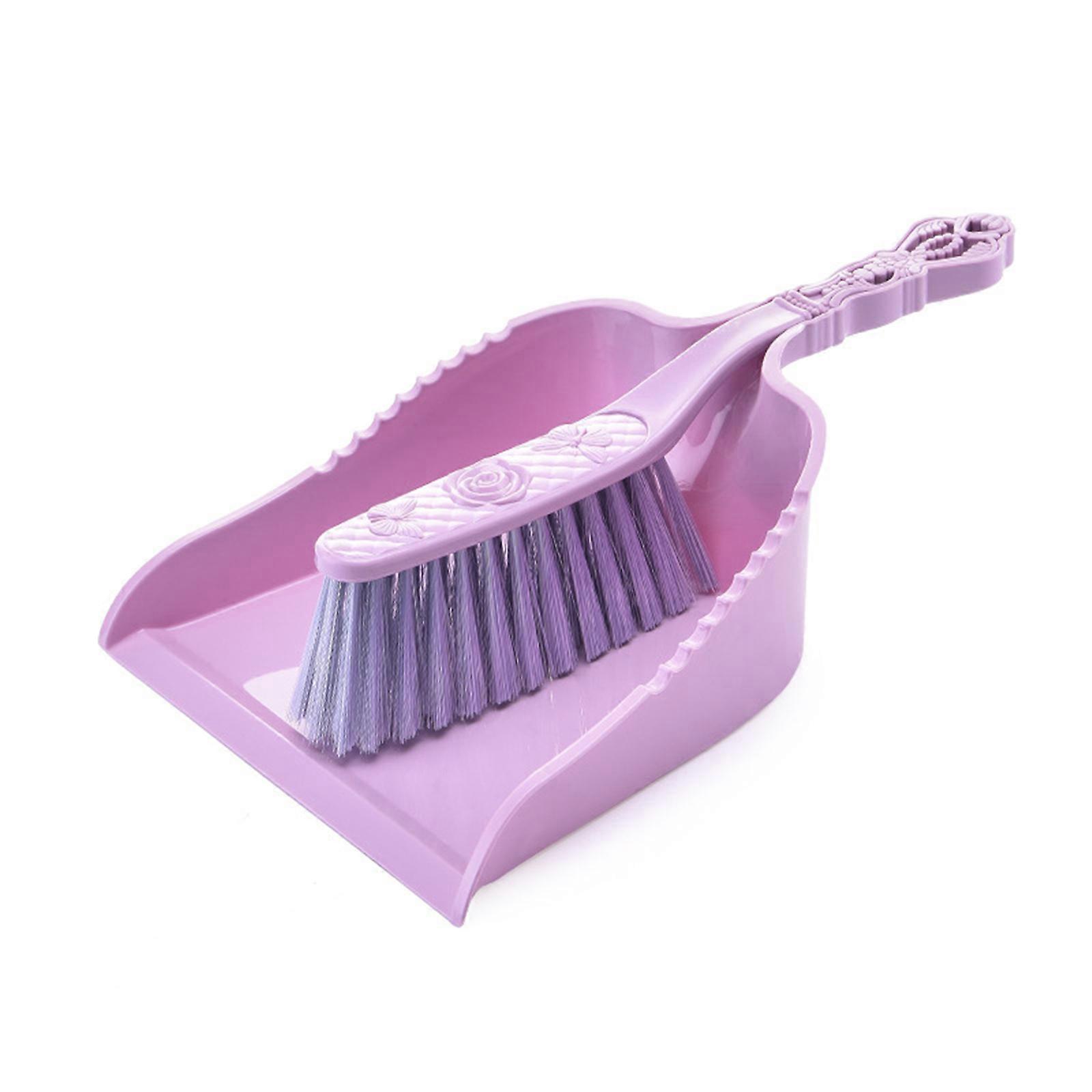Tabletop Small Broom Dustpan Set Space Saving Design Desktop Cleaning Tool For Tight Space Home Cleaning Accessories  Purple