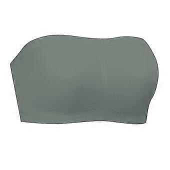 Womens Strapless Padded Bandeau Bra Nonslip Ribbed Trim Invisible Comfort Lift Support Wirefree Tube Top Bustier Bras  White Universal code