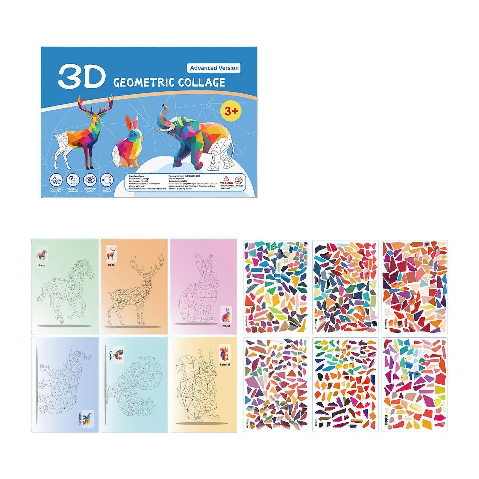 Inspired Animal Sticker Puzzles Toy Set With Numbered 3D Shaped Design Early Childhood Learning Activity Portable Design Multicolor