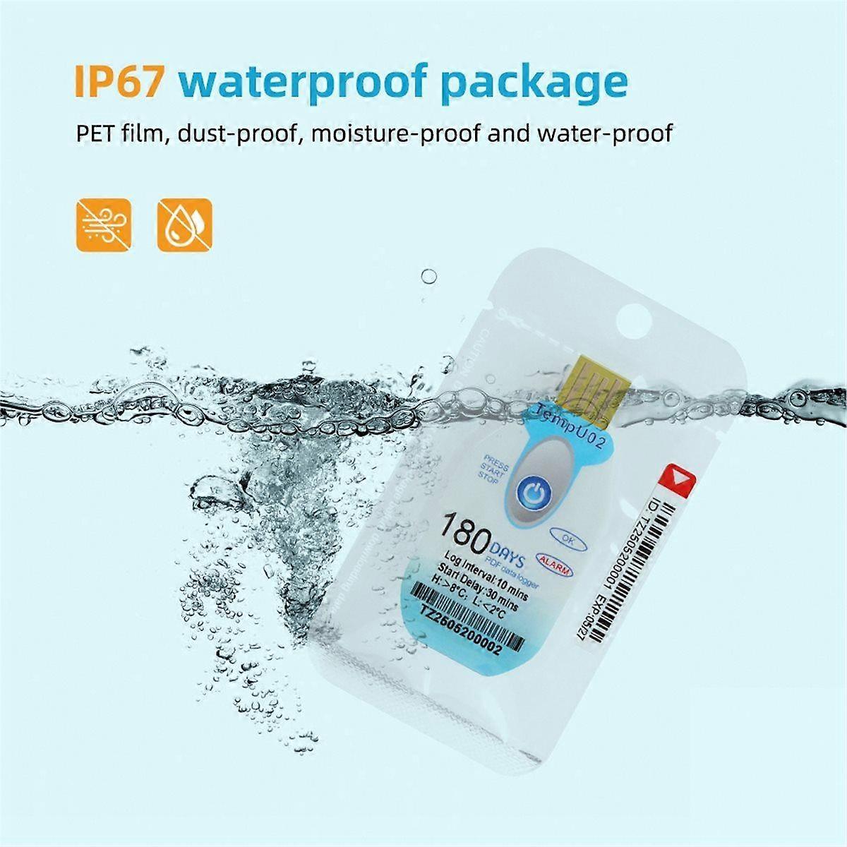 USB Temperature Data Logger Disposable 180 Days PDF Datalogger Waterproof Temp Recorder Transport F