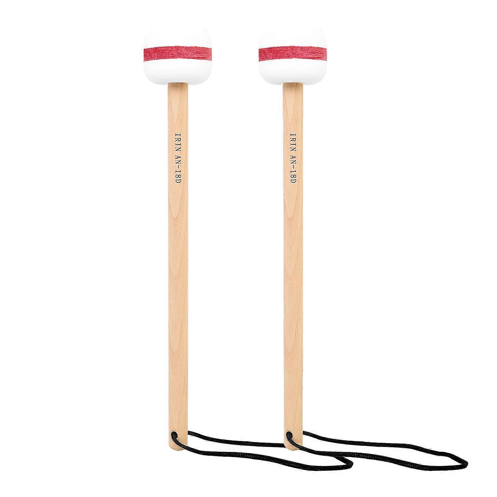 Professional Drumsticks Ergonomic Handle Drum Sticks Felt and Wood Texture Suitable for Stage Performances and Practice  Red and white